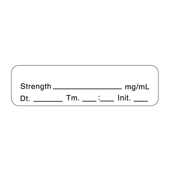 Nevs Label, Strength mg/mL Dt._Tm._:_Init._ 1/2 x 1-1/2 White w/Black SANTW-0020 - main